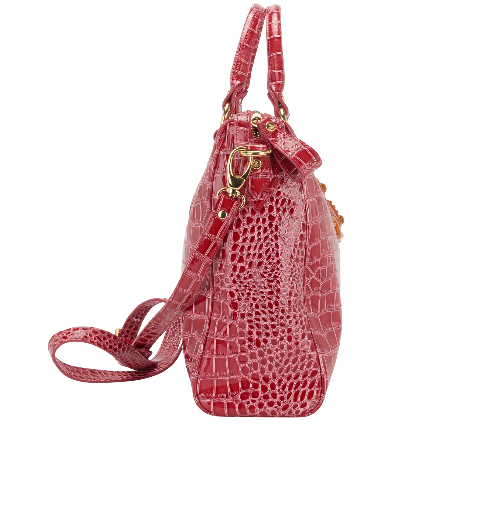 Chancery Delia Tote, &pound;120, Handbags, Pink, Croc Embossed, Bottom view